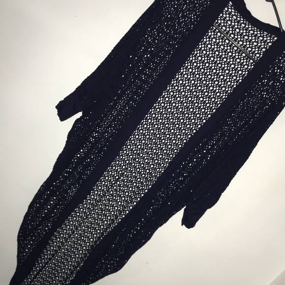 Unique open weave crochet like open front cardigan duster - Picture 4 of 10